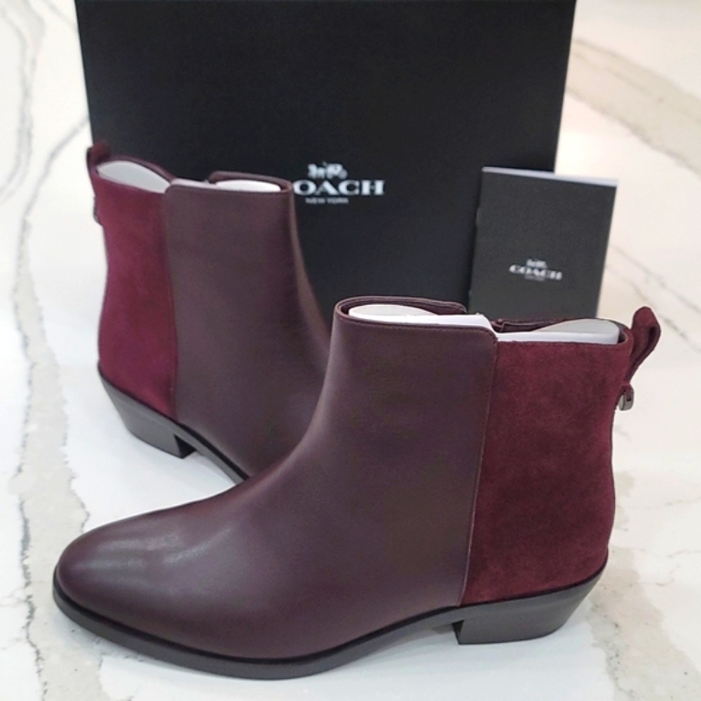 Coach Carmen Ankle Booties Oxblood Suede Leather Women’s 7.5 NIB - Picture 8 of 15